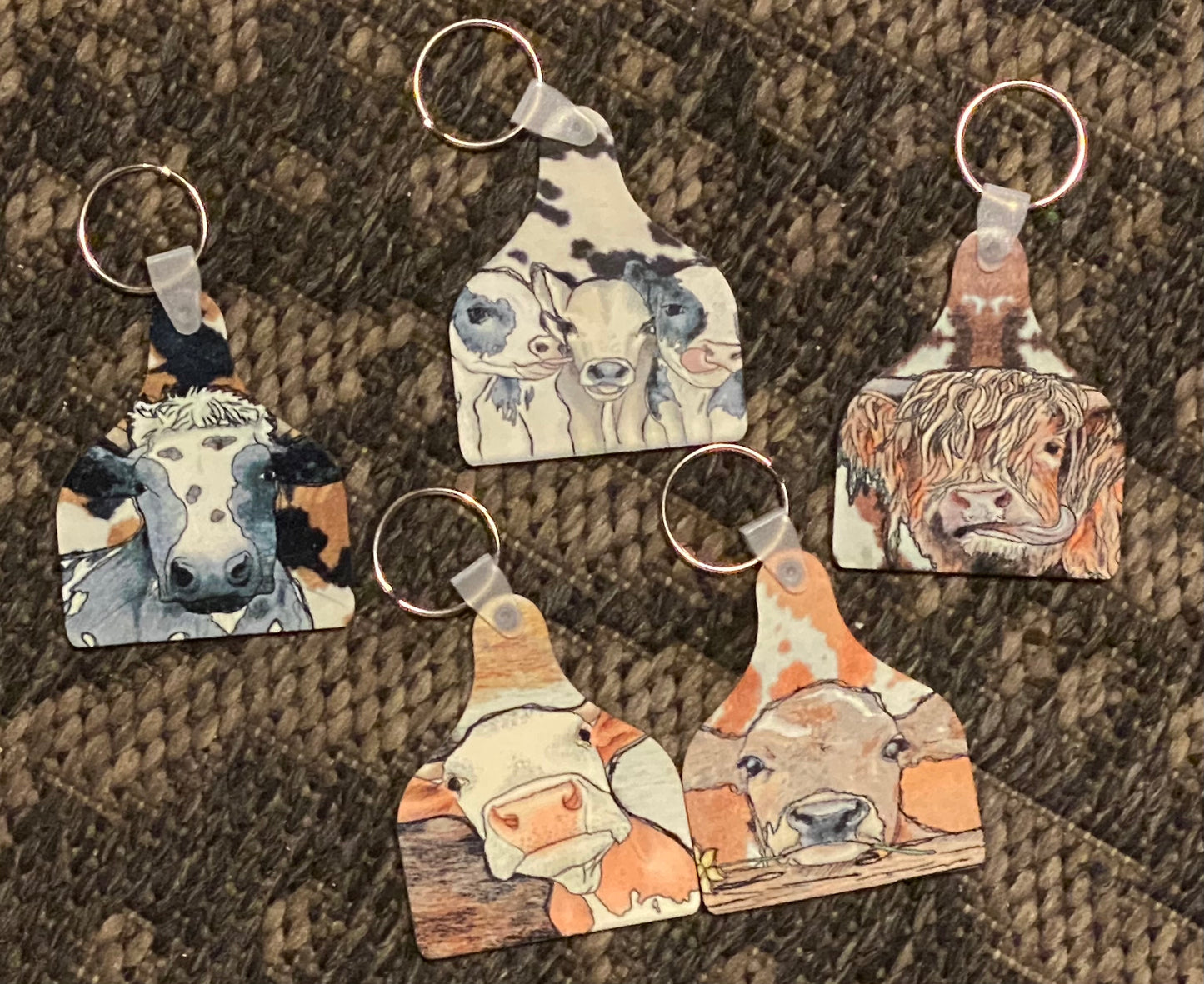 Cow tag keychain